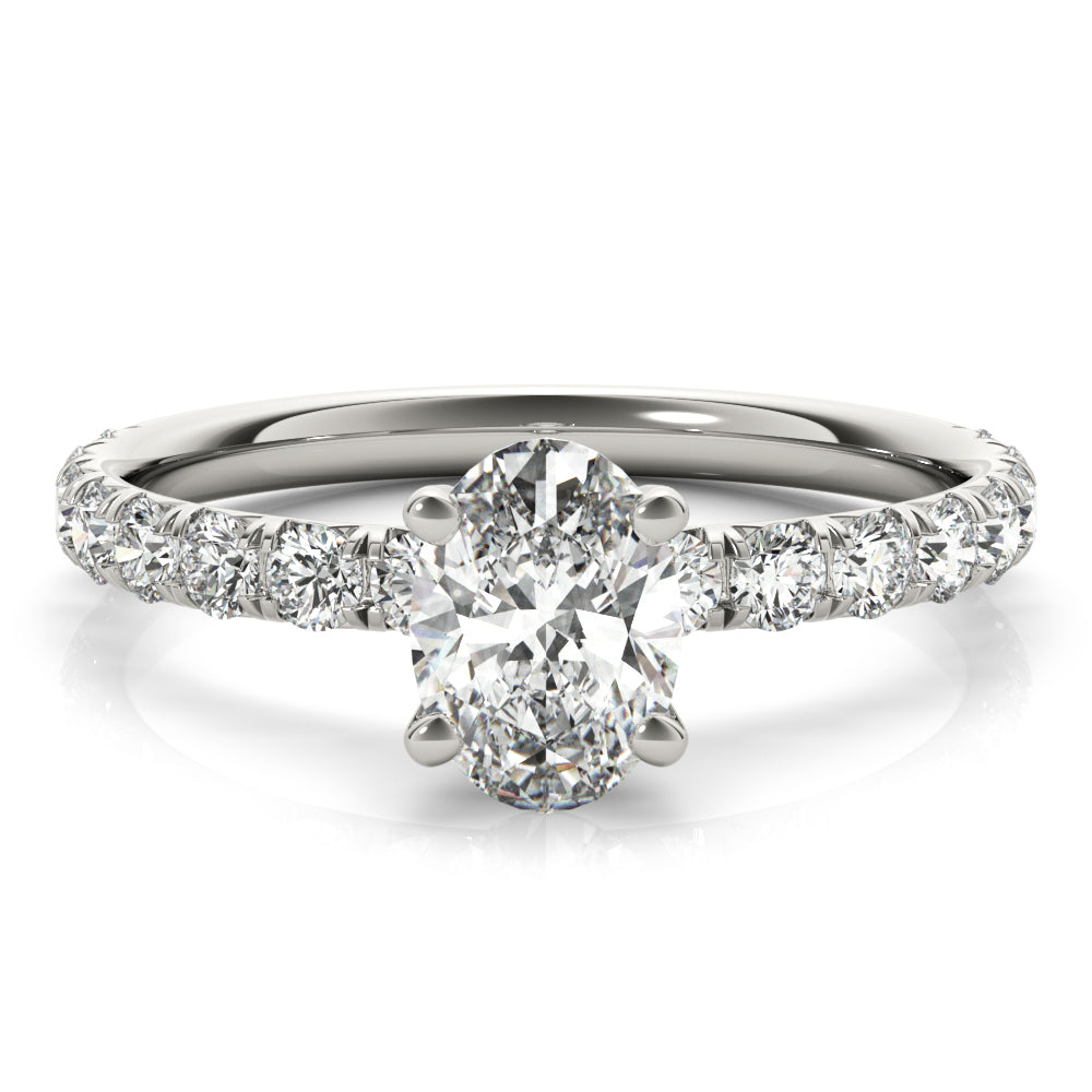 Eternal Single Row For Center Oval Diamond Engagement Ring in 10K/14K gold and platinum with certified lab-grown or natural diamonds