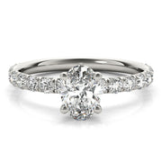 Eternal Single Row For Center Oval Diamond Engagement Ring in 10K/14K gold and platinum with certified lab-grown or natural diamonds