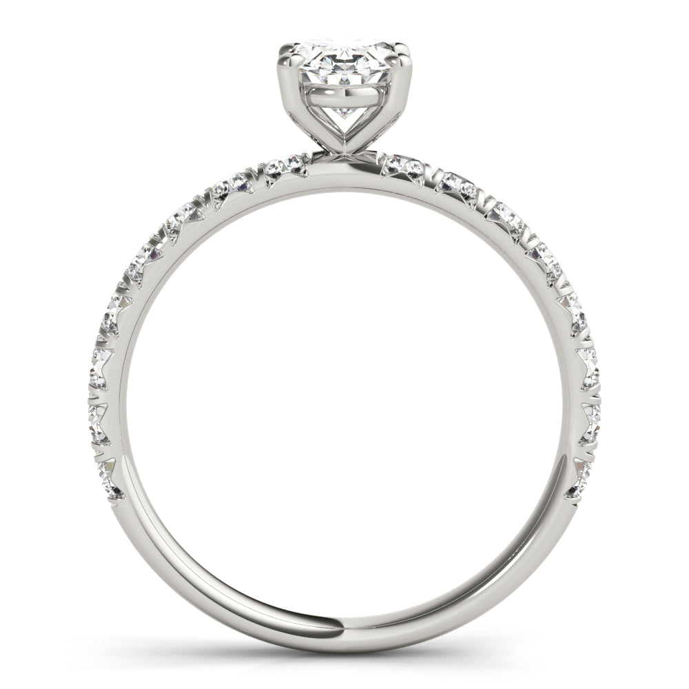 Eternal Single Row For Center Oval Diamond Engagement Ring in 10K/14K gold and platinum with certified lab-grown or natural diamonds