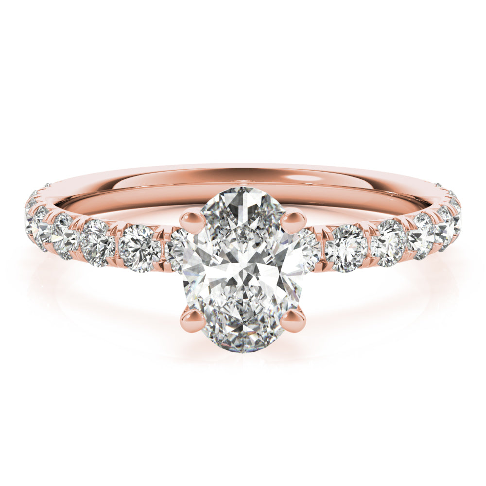 Eternal Single Row For Center Oval Diamond Engagement Ring in 10K/14K gold and platinum with certified lab-grown or natural diamonds