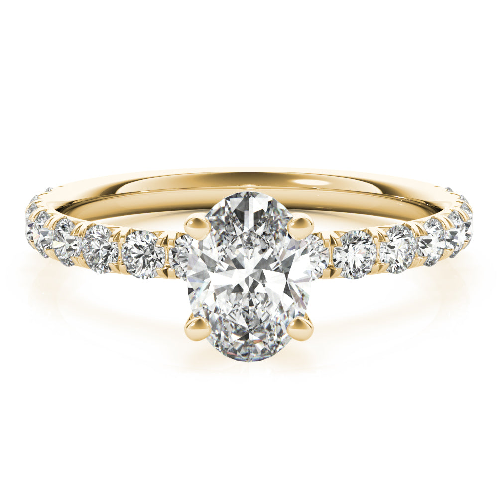 Eternal Single Row For Center Oval Diamond Engagement Ring in 10K/14K gold and platinum with certified lab-grown or natural diamonds