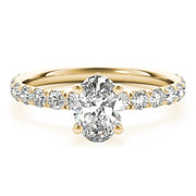 Eternal Single Row For Center Oval Diamond Engagement Ring in 10K/14K gold and platinum with certified lab-grown or natural diamonds