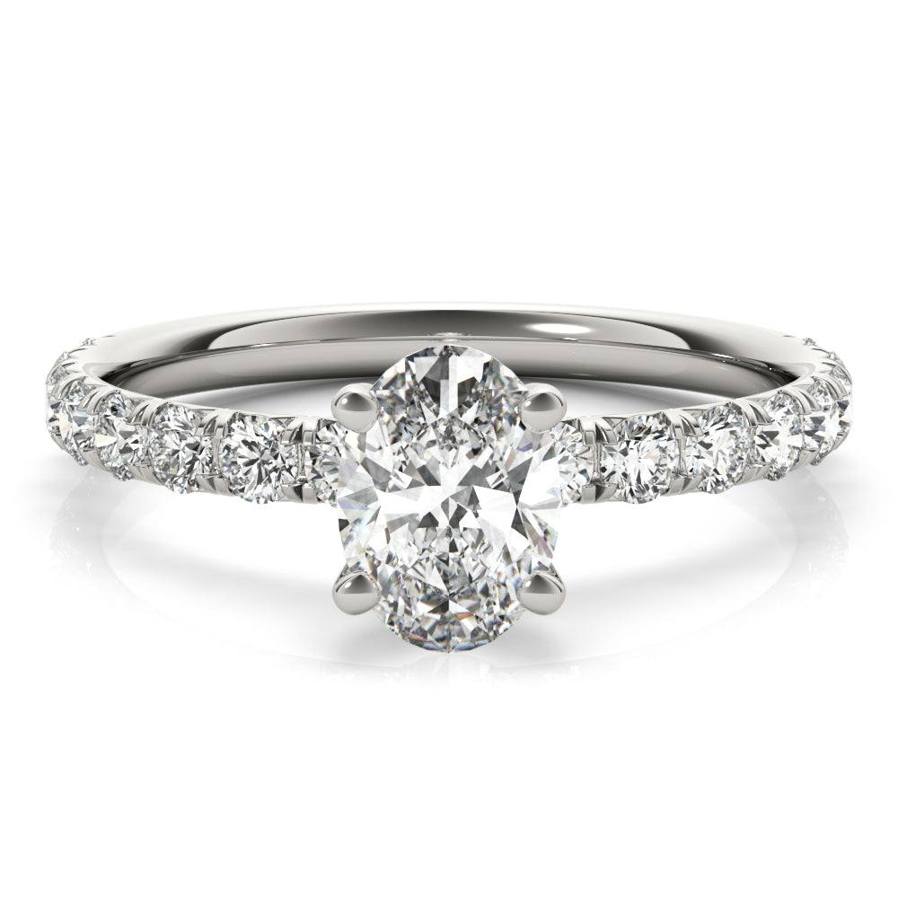 Eternal Single Row For Center Oval Diamond Engagement Ring in 10K/14K gold and platinum with certified lab-grown or natural diamonds