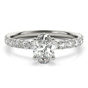 Eternal Single Row For Center Oval Diamond Engagement Ring in 10K/14K gold and platinum with certified lab-grown or natural diamonds