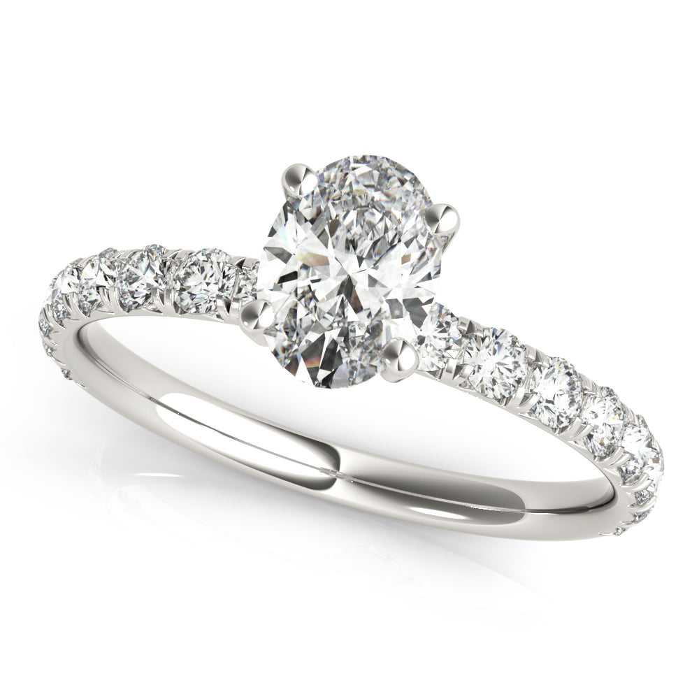 Eternal Single Row For Center Oval Diamond Engagement Ring in 10K/14K gold and platinum with certified lab-grown or natural diamonds