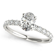 Eternal Single Row For Center Oval Diamond Engagement Ring in 10K/14K gold and platinum with certified lab-grown or natural diamonds