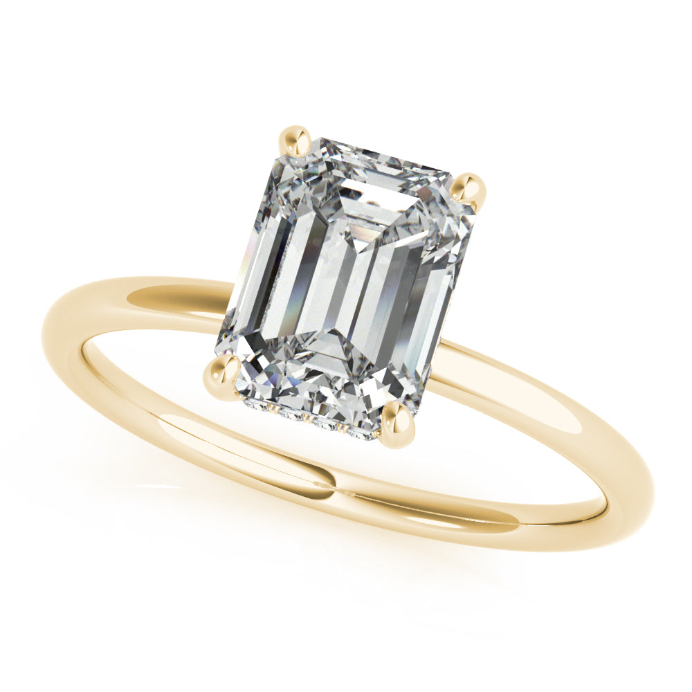 Romantic Cut Center Emerald Diamond Engagement Ring in 10K/14K gold and platinum with certified lab-grown or natural diamonds