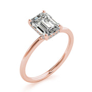 Romantic Cut Center Emerald Diamond Engagement Ring in 10K/14K gold and platinum with certified lab-grown or natural diamonds