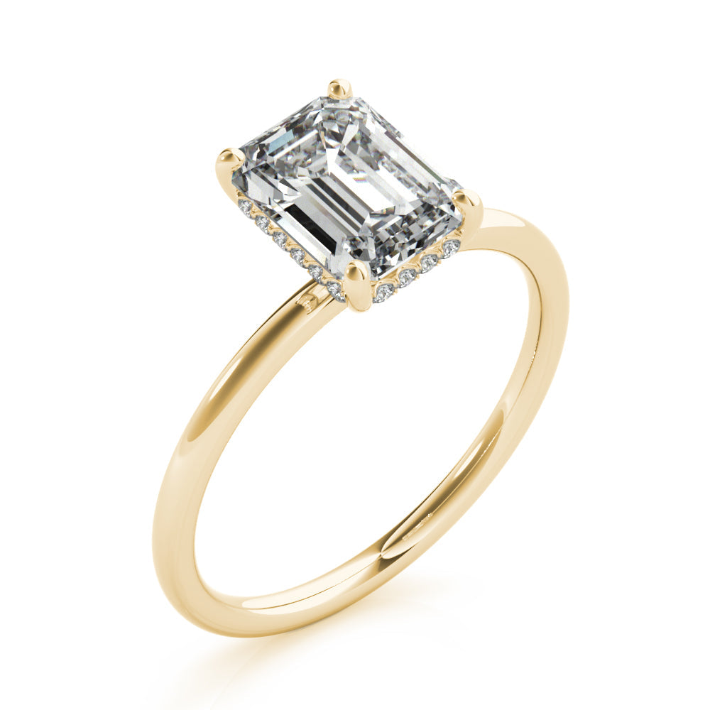Romantic Cut Center Emerald Diamond Engagement Ring in 10K/14K gold and platinum with certified lab-grown or natural diamonds