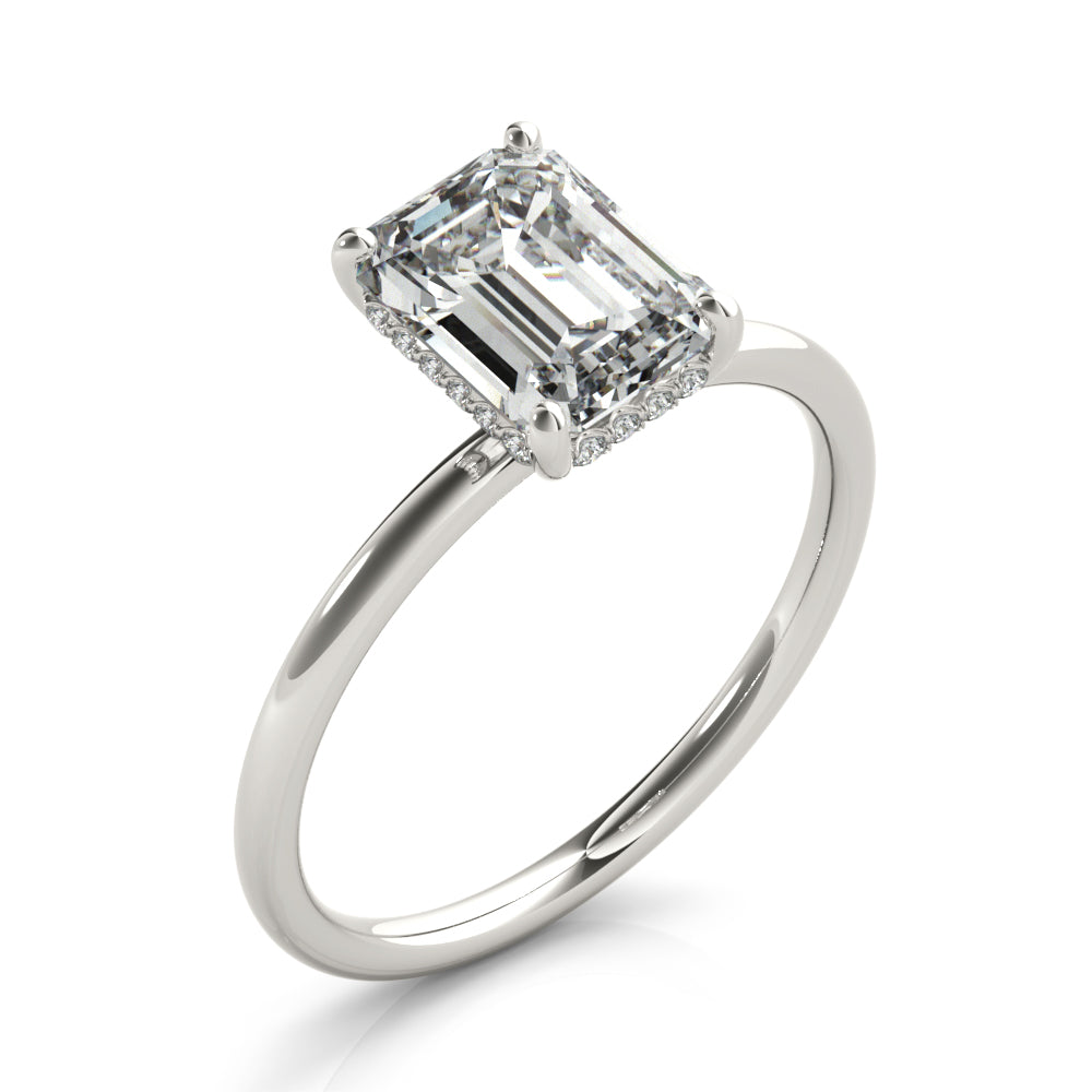 Romantic Cut Center Emerald Diamond Engagement Ring in 10K/14K gold and platinum with certified lab-grown or natural diamonds