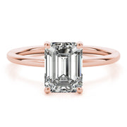 Romantic Cut Center Emerald Diamond Engagement Ring in 10K/14K gold and platinum with certified lab-grown or natural diamonds