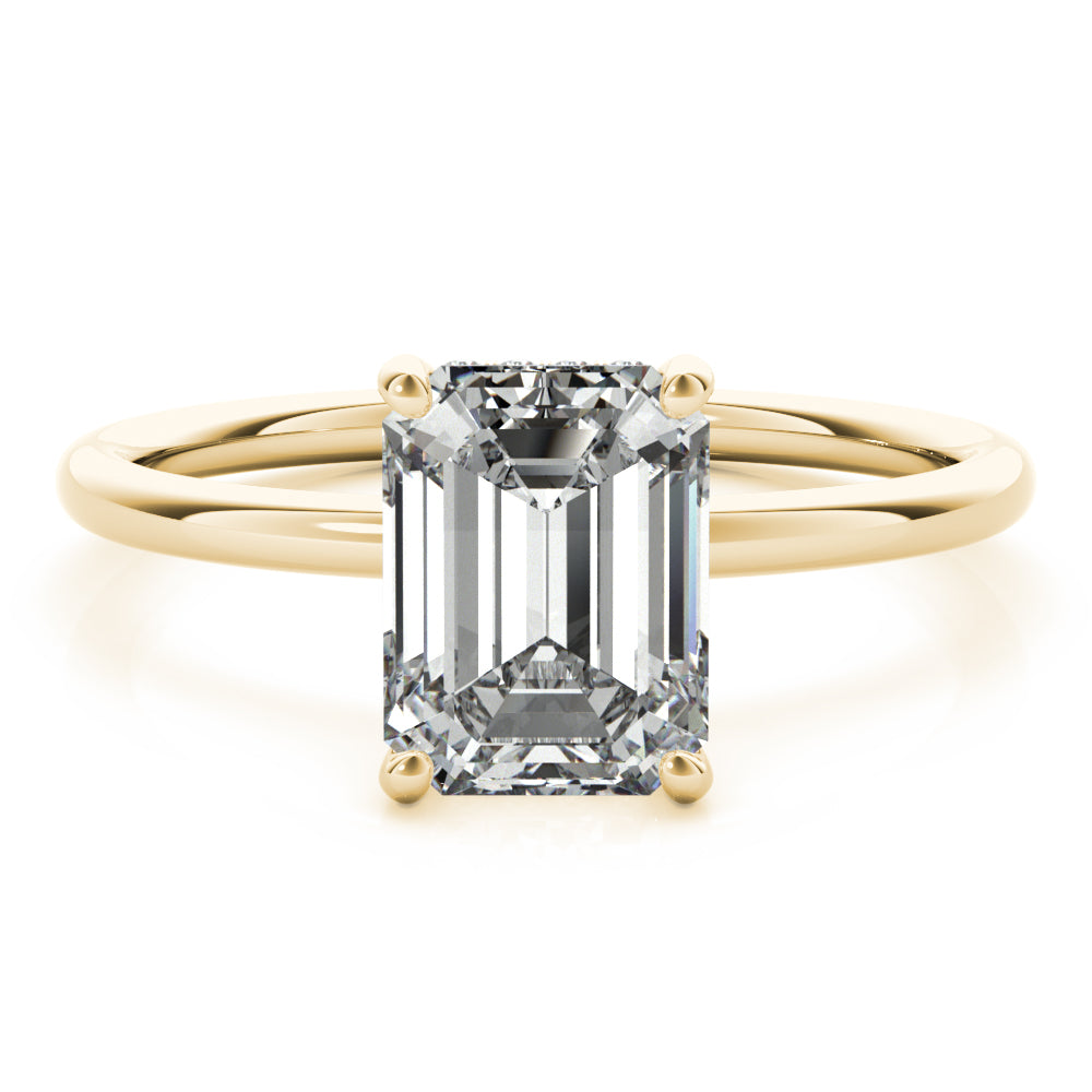 Romantic Cut Center Emerald Diamond Engagement Ring in 10K/14K gold and platinum with certified lab-grown or natural diamonds