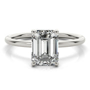 Romantic Cut Center Emerald Diamond Engagement Ring in 10K/14K gold and platinum with certified lab-grown or natural diamonds