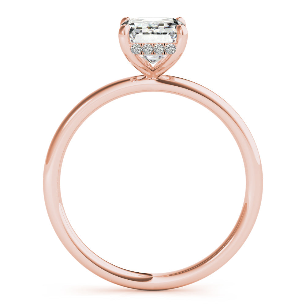 Romantic Cut Center Emerald Diamond Engagement Ring in 10K/14K gold and platinum with certified lab-grown or natural diamonds