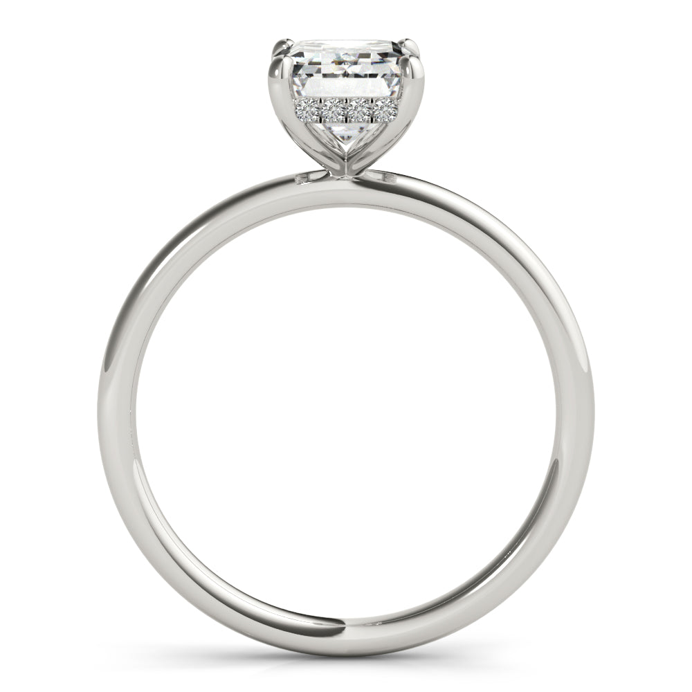 Romantic Cut Center Emerald Diamond Engagement Ring in 10K/14K gold and platinum with certified lab-grown or natural diamonds