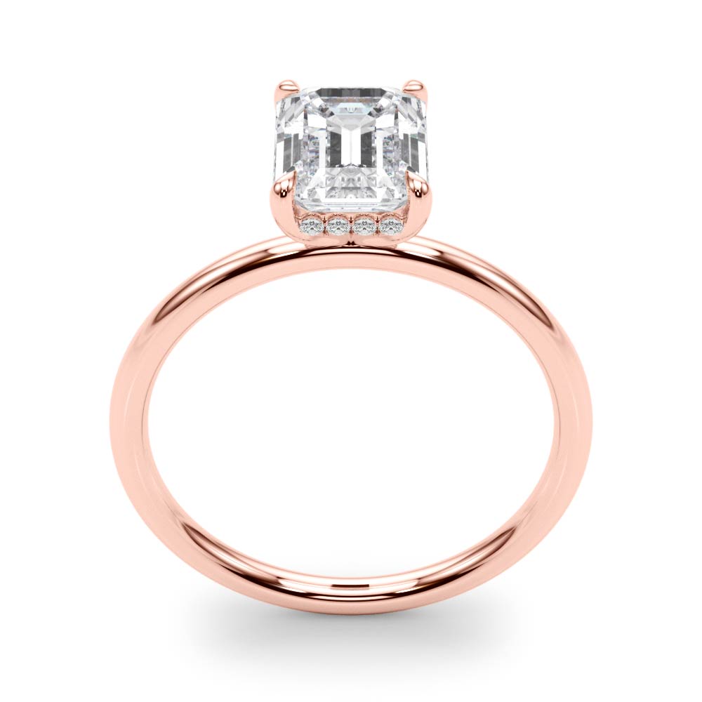 Romantic Cut Center Emerald Diamond Engagement Ring in 10K/14K gold and platinum with certified lab-grown or natural diamonds