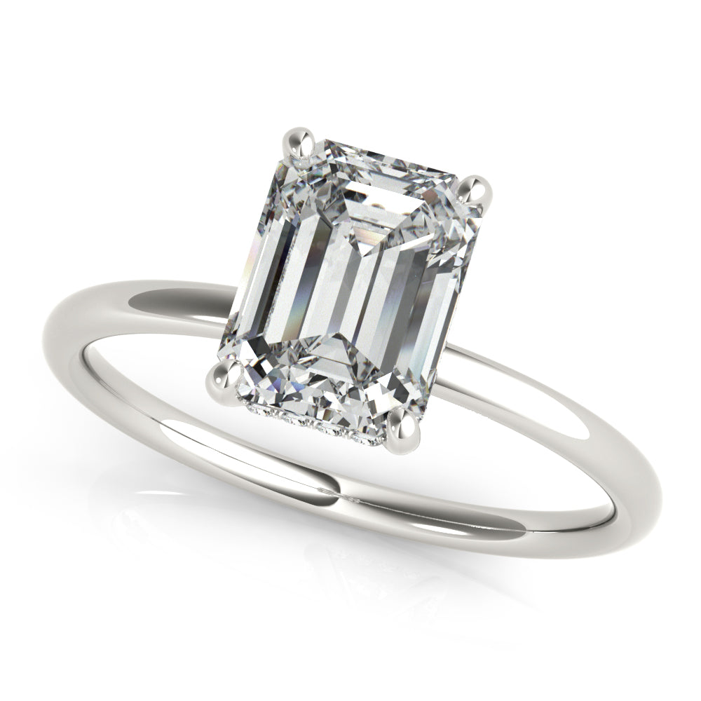 Romantic Cut Center Emerald Diamond Engagement Ring in 10K/14K gold and platinum with certified lab-grown or natural diamonds