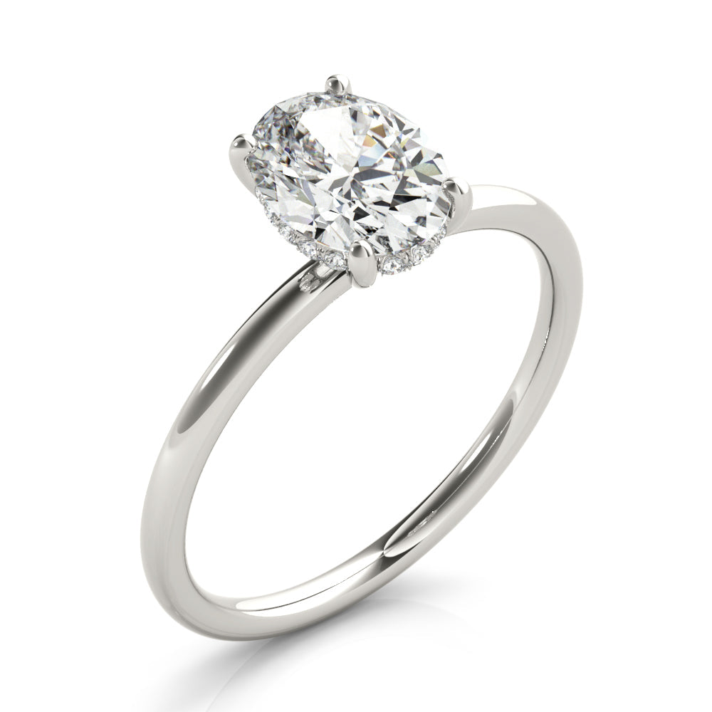 Statement Center Oval Diamond Engagement Ring in 10K/14K gold and platinum with certified lab-grown or natural diamonds