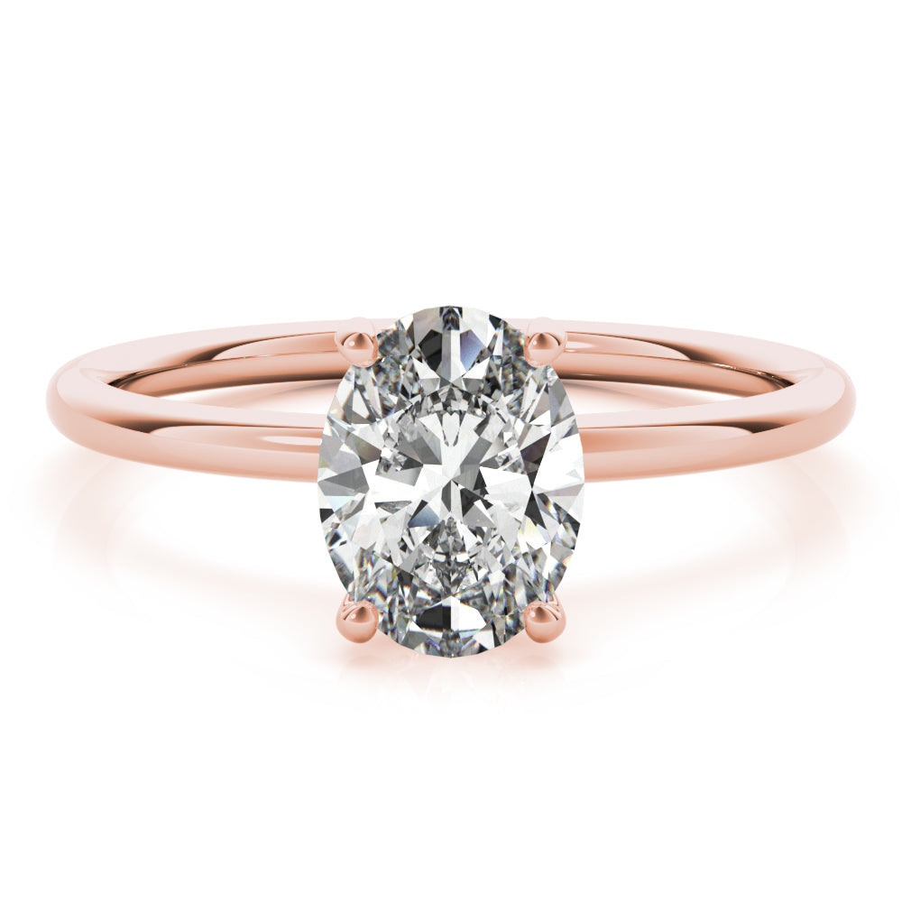 Statement Center Oval Diamond Engagement Ring in 10K/14K gold and platinum with certified lab-grown or natural diamonds