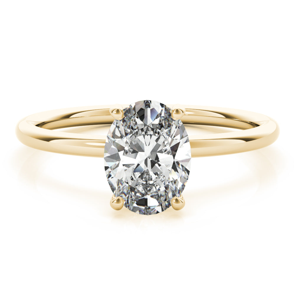 Statement Center Oval Diamond Engagement Ring in 10K/14K gold and platinum with certified lab-grown or natural diamonds