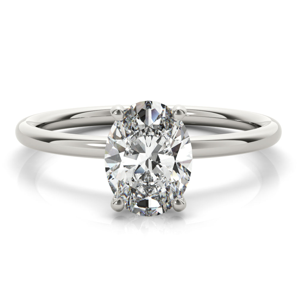Statement Center Oval Diamond Engagement Ring in 10K/14K gold and platinum with certified lab-grown or natural diamonds