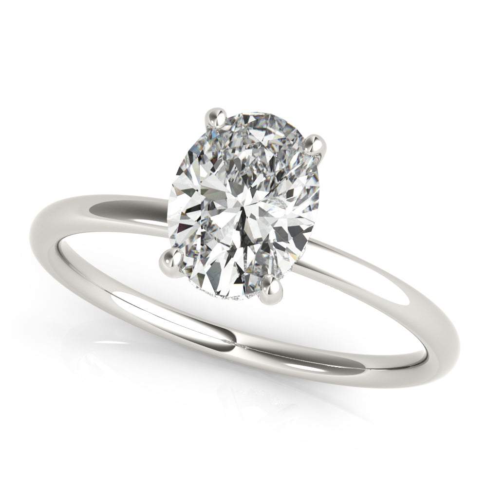Statement Center Oval Diamond Engagement Ring in 10K/14K gold and platinum with certified lab-grown or natural diamonds