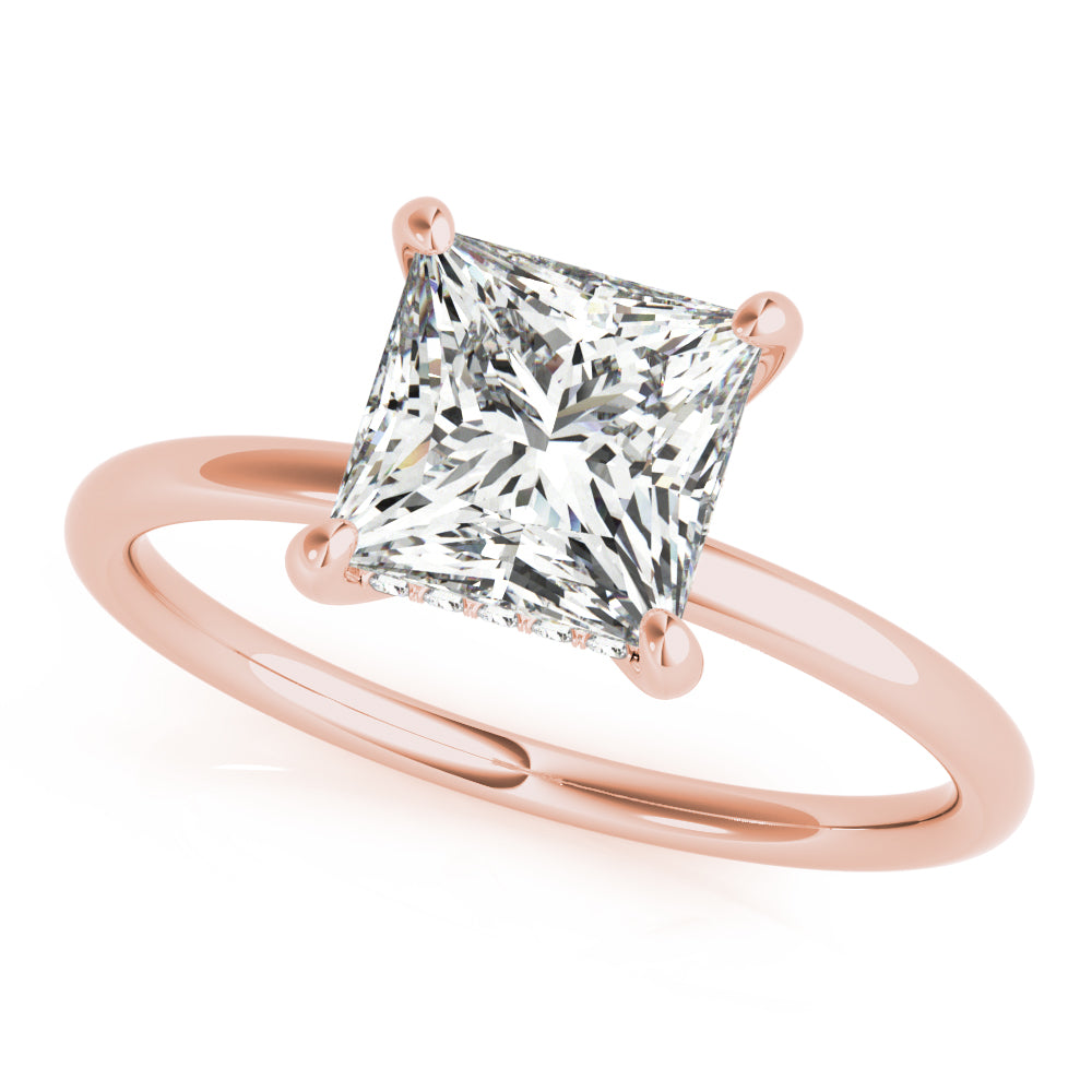 Lustrous Cut Center Princess Diamond Engagement Ring in 10K/14K gold and platinum with certified lab-grown or natural diamonds