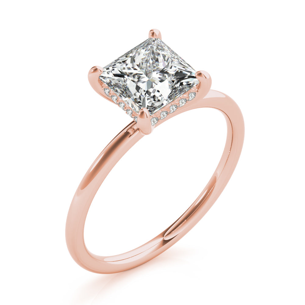 Lustrous Cut Center Princess Diamond Engagement Ring in 10K/14K gold and platinum with certified lab-grown or natural diamonds