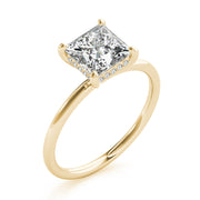 Lustrous Cut Center Princess Diamond Engagement Ring in 10K/14K gold and platinum with certified lab-grown or natural diamonds