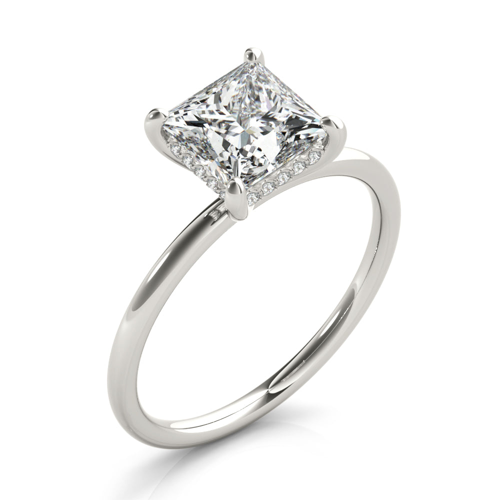Lustrous Cut Center Princess Diamond Engagement Ring in 10K/14K gold and platinum with certified lab-grown or natural diamonds