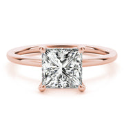 Lustrous Cut Center Princess Diamond Engagement Ring in 10K/14K gold and platinum with certified lab-grown or natural diamonds