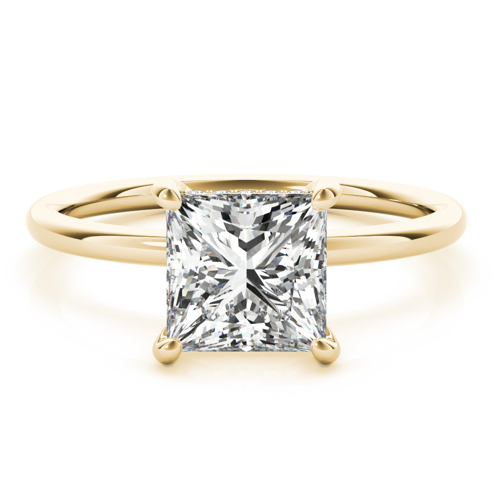 Lustrous Cut Center Princess Diamond Engagement Ring in 10K/14K gold and platinum with certified lab-grown or natural diamonds