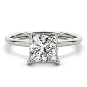 Lustrous Cut Center Princess Diamond Engagement Ring in 10K/14K gold and platinum with certified lab-grown or natural diamonds