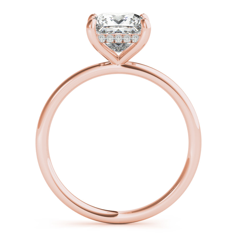 Lustrous Cut Center Princess Diamond Engagement Ring in 10K/14K gold and platinum with certified lab-grown or natural diamonds