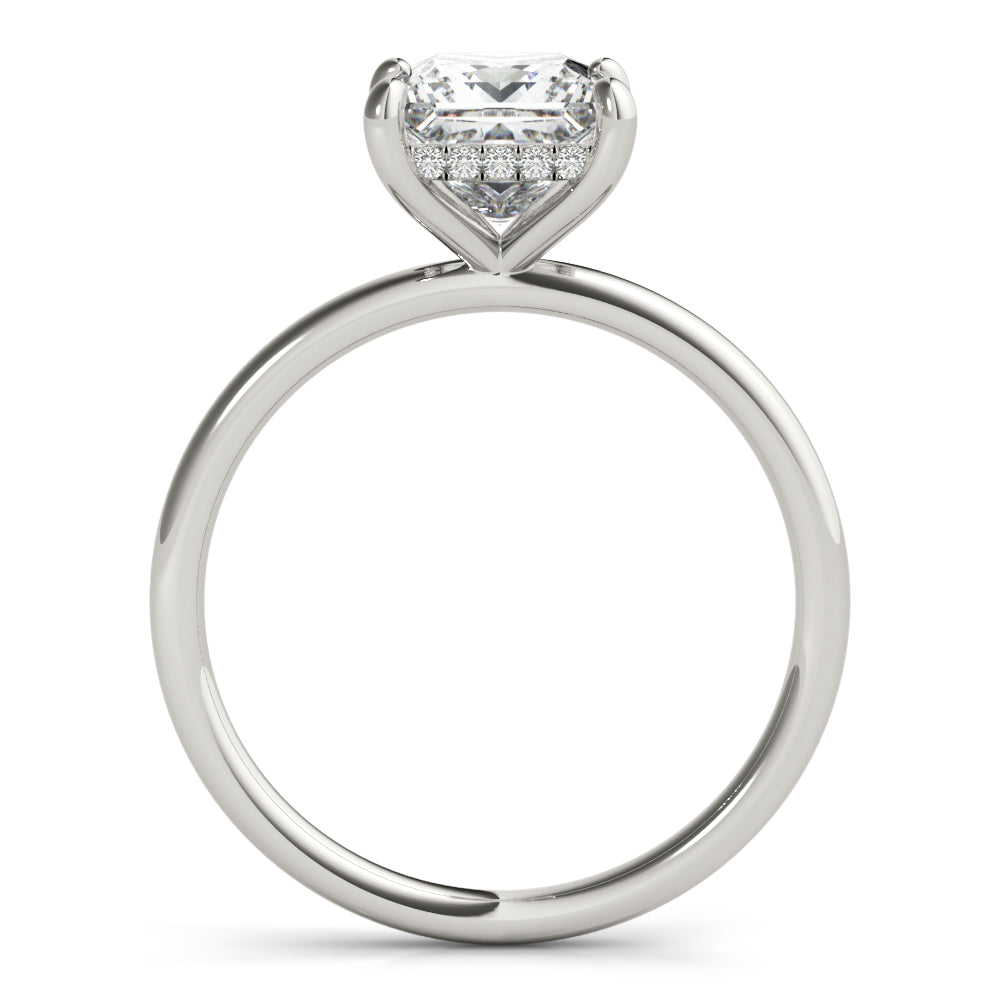 Lustrous Cut Center Princess Diamond Engagement Ring in 10K/14K gold and platinum with certified lab-grown or natural diamonds