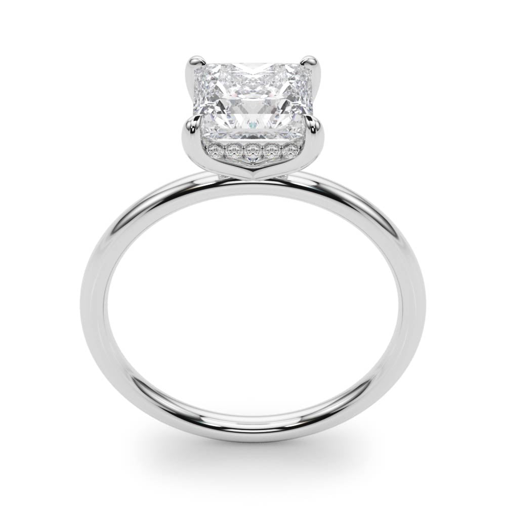 Lustrous Cut Center Princess Diamond Engagement Ring in 10K/14K gold and platinum with certified lab-grown or natural diamonds