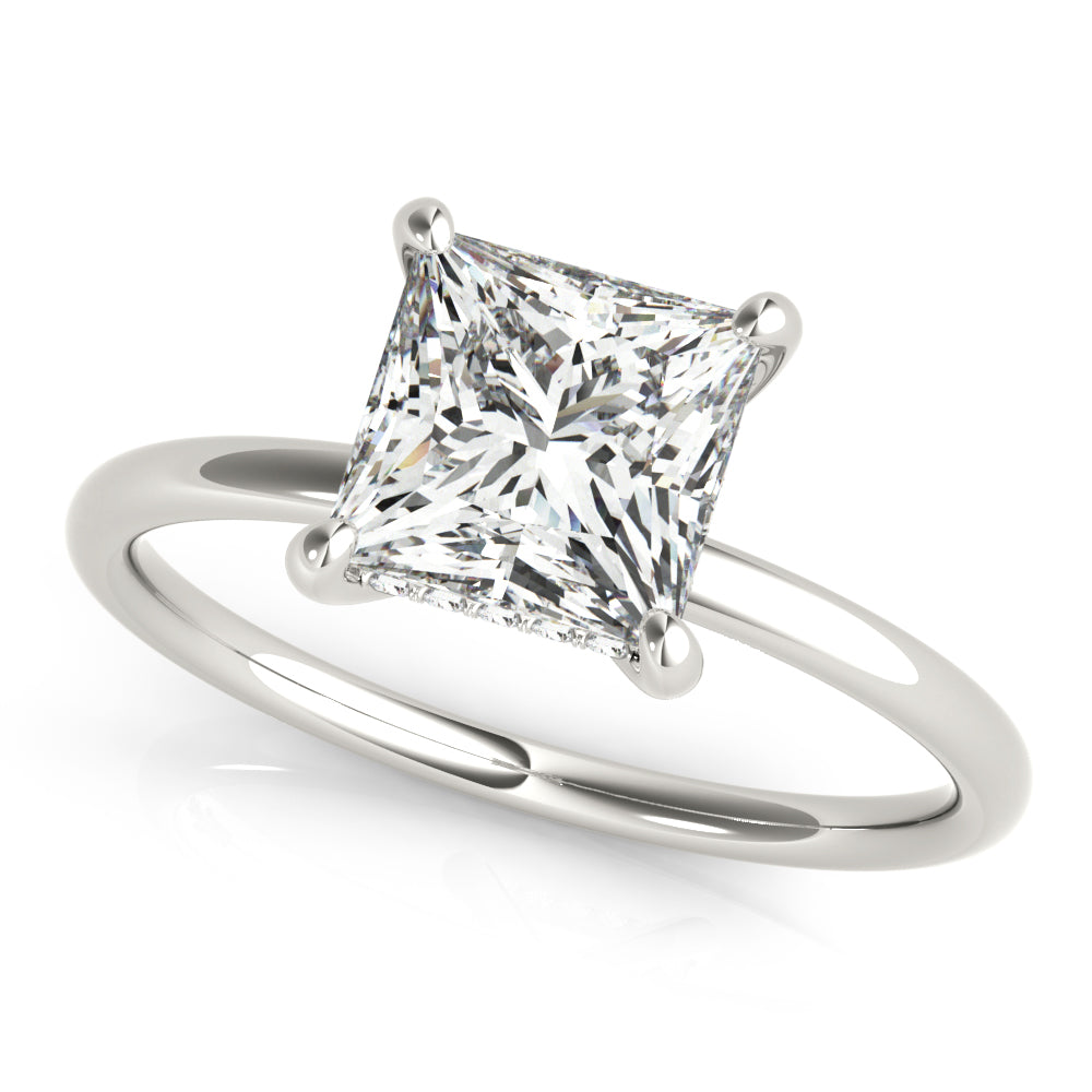 Lustrous Cut Center Princess Diamond Engagement Ring in 10K/14K gold and platinum with certified lab-grown or natural diamonds