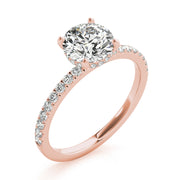 Signature Single Row Rd Center Round Diamond Engagement Ring in 10K/14K gold and platinum with certified lab-grown or natural diamonds