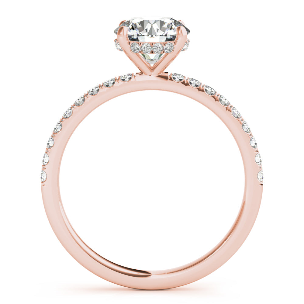 Signature Single Row Rd Center Round Diamond Engagement Ring in 10K/14K gold and platinum with certified lab-grown or natural diamonds