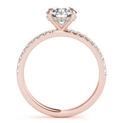 Signature Single Row Rd Center Round Diamond Engagement Ring in 10K/14K gold and platinum with certified lab-grown or natural diamonds