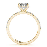 Signature Single Row Rd Center Round Diamond Engagement Ring in 10K/14K gold and platinum with certified lab-grown or natural diamonds