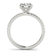Signature Single Row Rd Center Round Diamond Engagement Ring in 10K/14K gold and platinum with certified lab-grown or natural diamonds
