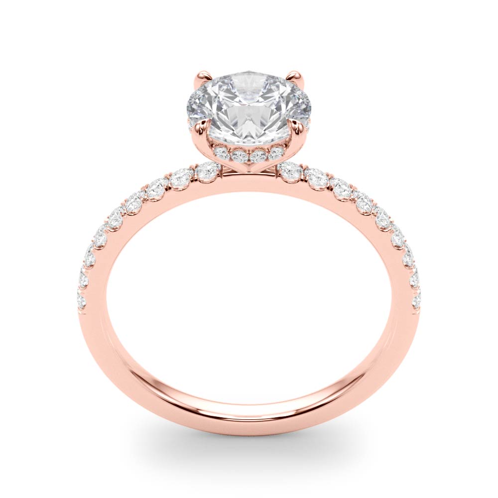 Signature Single Row Rd Center Round Diamond Engagement Ring in 10K/14K gold and platinum with certified lab-grown or natural diamonds
