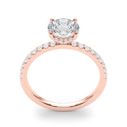 Signature Single Row Rd Center Round Diamond Engagement Ring in 10K/14K gold and platinum with certified lab-grown or natural diamonds