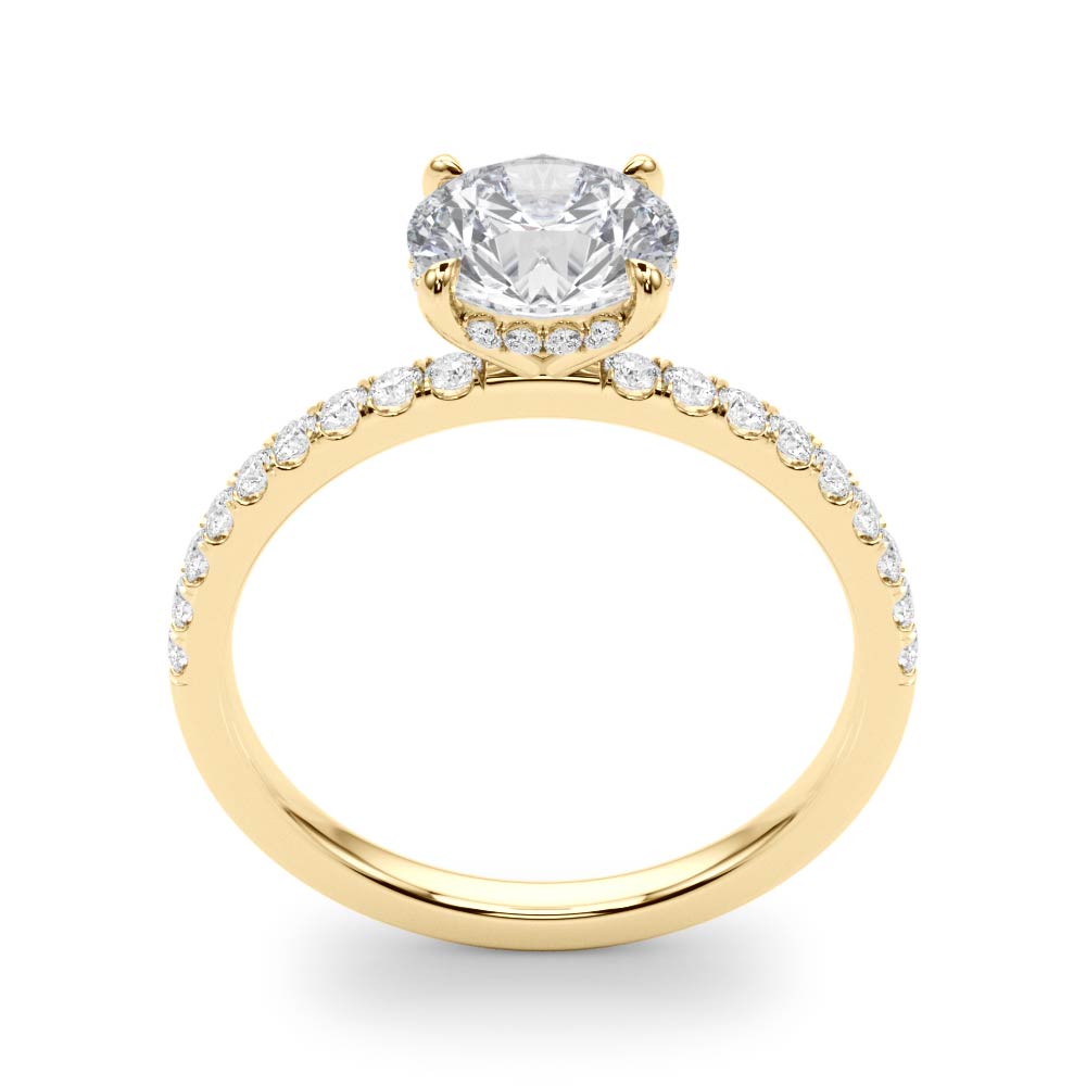 Signature Single Row Rd Center Round Diamond Engagement Ring in 10K/14K gold and platinum with certified lab-grown or natural diamonds
