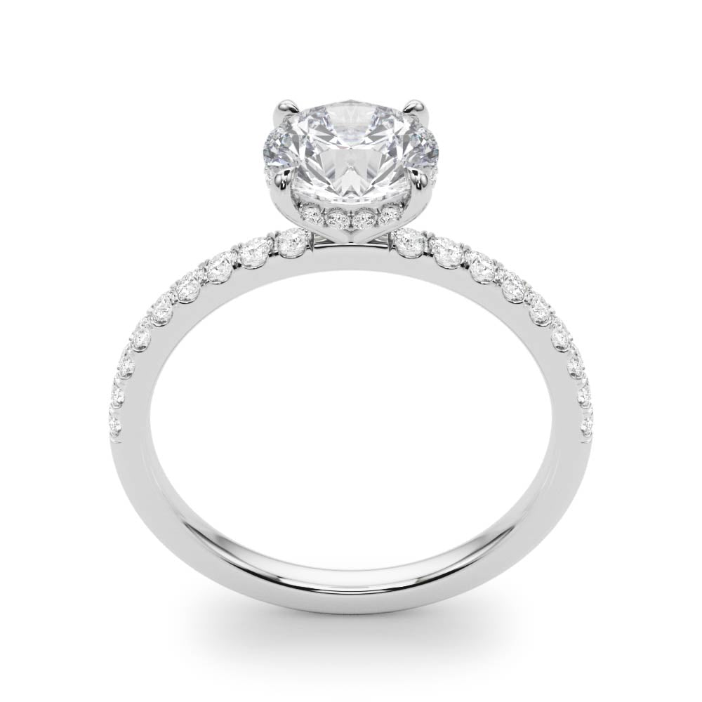 Signature Single Row Rd Center Round Diamond Engagement Ring in 10K/14K gold and platinum with certified lab-grown or natural diamonds