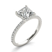 Opulent Single Row Cut Center Princess Diamond Engagement Ring in 10K/14K gold and platinum with certified lab-grown or natural diamonds