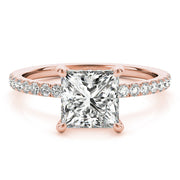 Opulent Single Row Cut Center Princess Diamond Engagement Ring in 10K/14K gold and platinum with certified lab-grown or natural diamonds