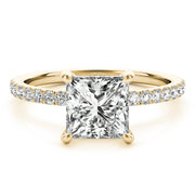 Opulent Single Row Cut Center Princess Diamond Engagement Ring in 10K/14K gold and platinum with certified lab-grown or natural diamonds