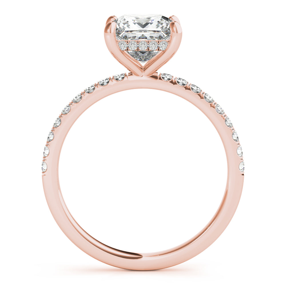 Opulent Single Row Cut Center Princess Diamond Engagement Ring in 10K/14K gold and platinum with certified lab-grown or natural diamonds